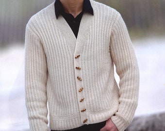 Men's Fisherman's Rib Sweater Knitting Pattern S To 2X | Ribbed Cardigan For Men PDF Pattern Instant Download