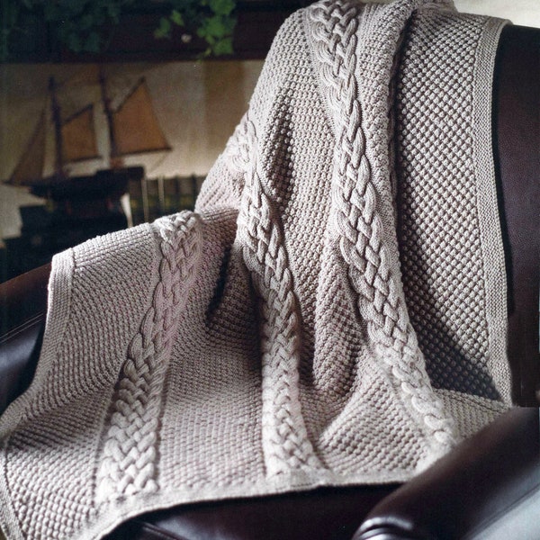 Aran Knit Pattern | Lattice & Cables Throw | Classic Irish Heirloom Blanket PDF Pattern Instant Download |