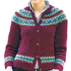 Fair Isle Cardigan S-3X | Gorgeous Vintage Knitting Pattern | Women&#39;s Sweaters, Casual Knit Top | Instant PDF Download