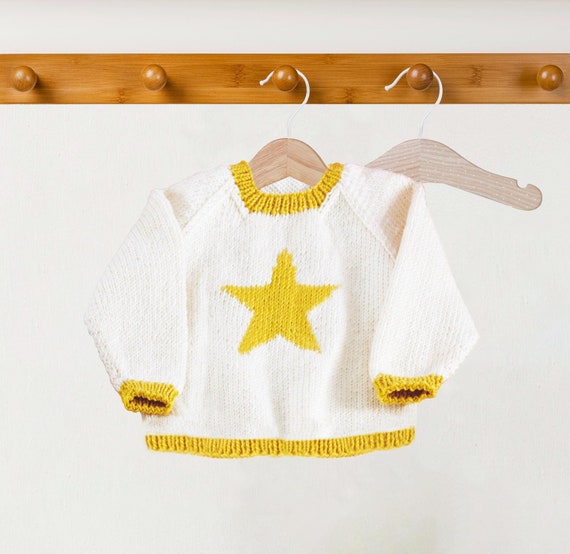 Baby Christmas Sweater DK Yarn Easy Knitting Pattern Xmas Star
