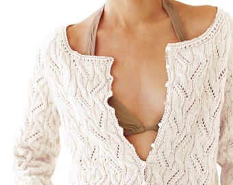 Cardigan corto e ampio in maglia a trecce / Modello facile da lavorare a maglia / Top corti da donna, giacca estiva / Download immediato del PDF