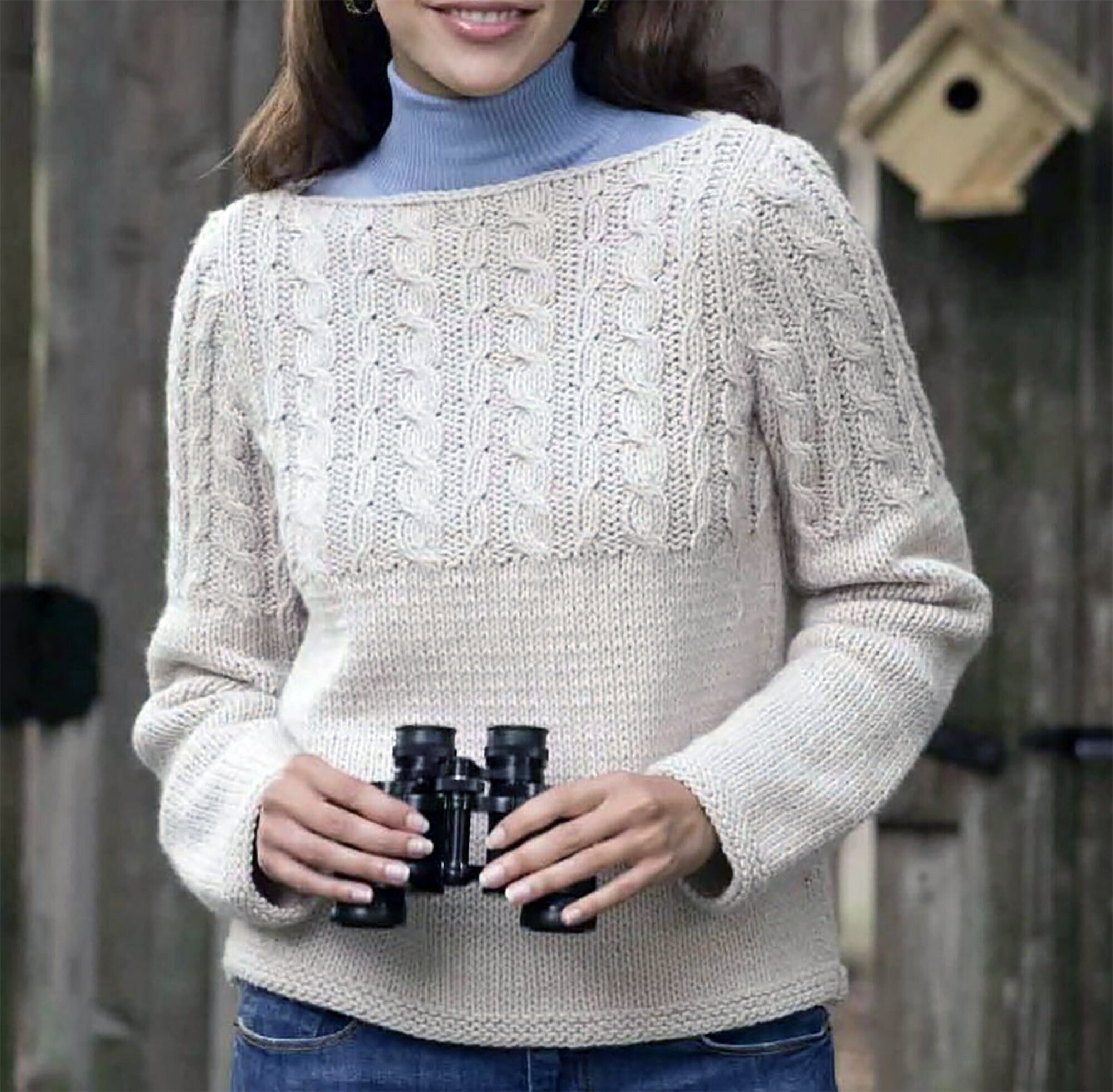 Cabled Sweater Knitting Pattern | Women's Cable Knit Pullover Bulky ...