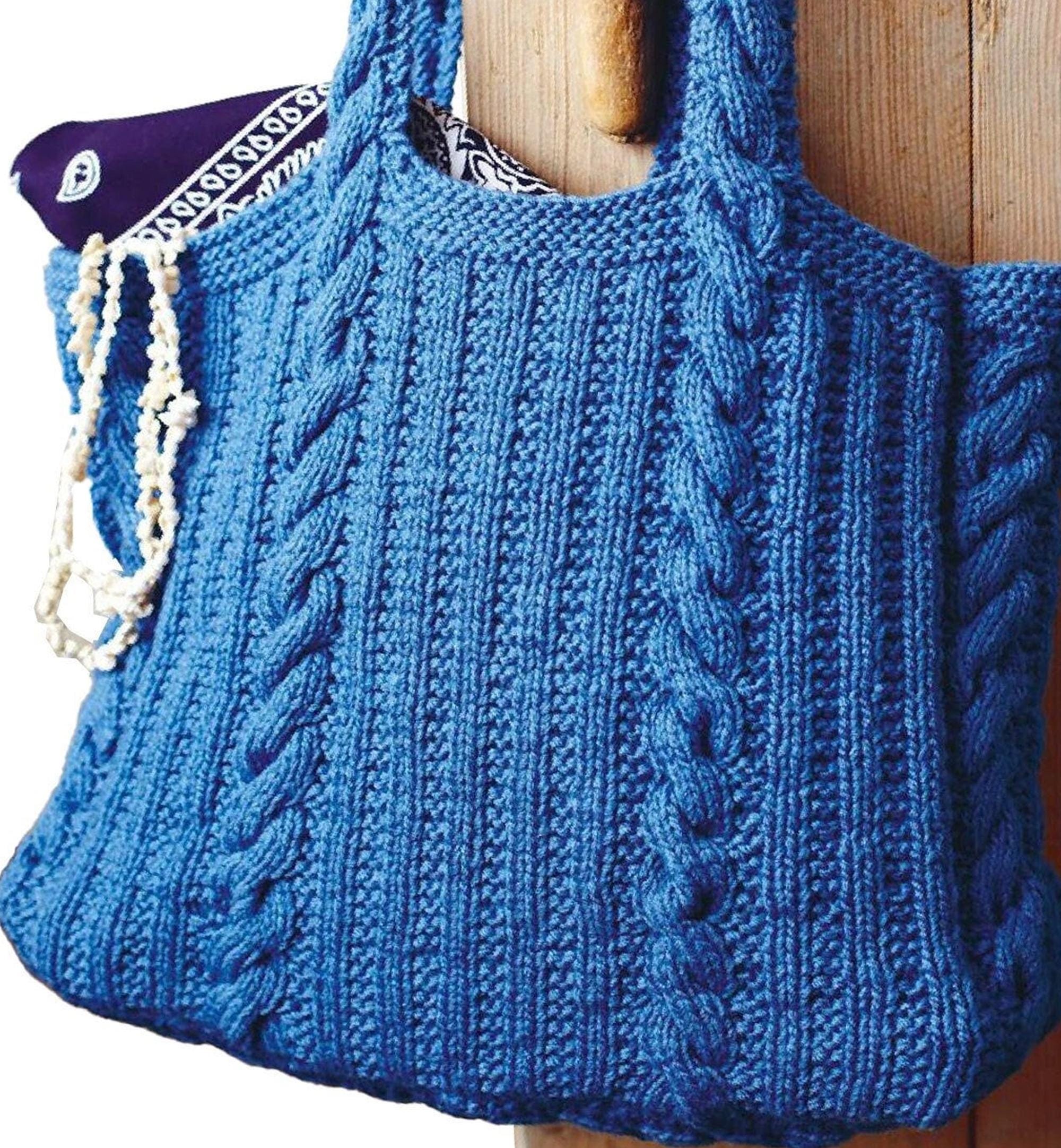 Women's Knitted Tote Bag Pattern Cables & Rib | Easy