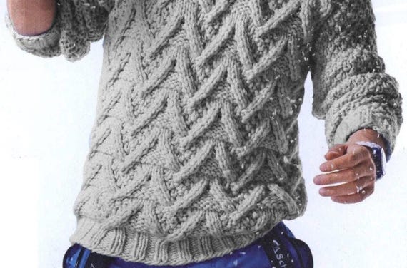 Herren Grobstrick Zopfmuster Skipullover Hübscher Winter