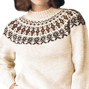 Traditional Nordic Fair Isle Sweater Pattern For Women | Vintage Knitting Pattern Instant PDF Download