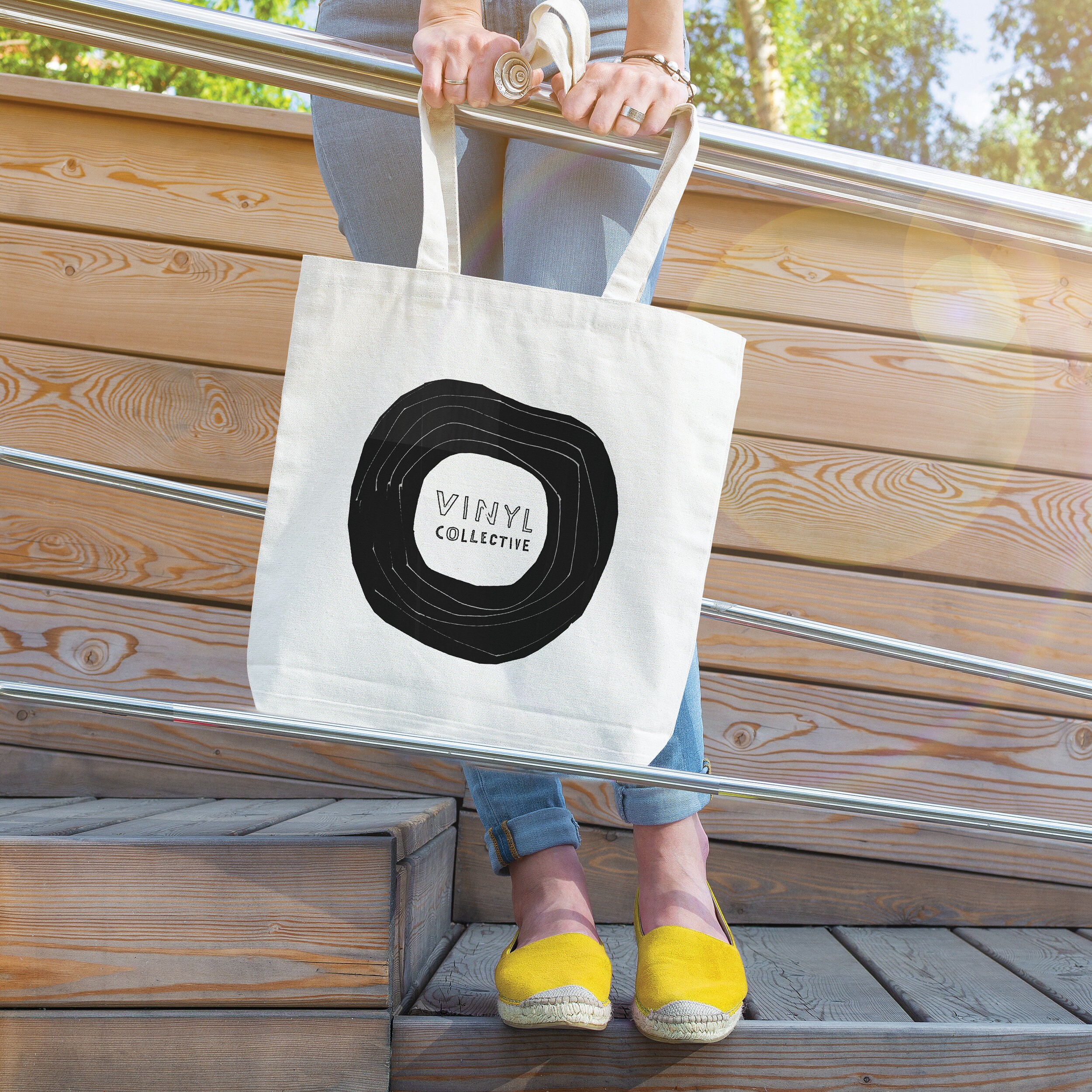 Vinyl Canvas Tote Bag Retro Graphic Music LP Grocery Eco Etsy