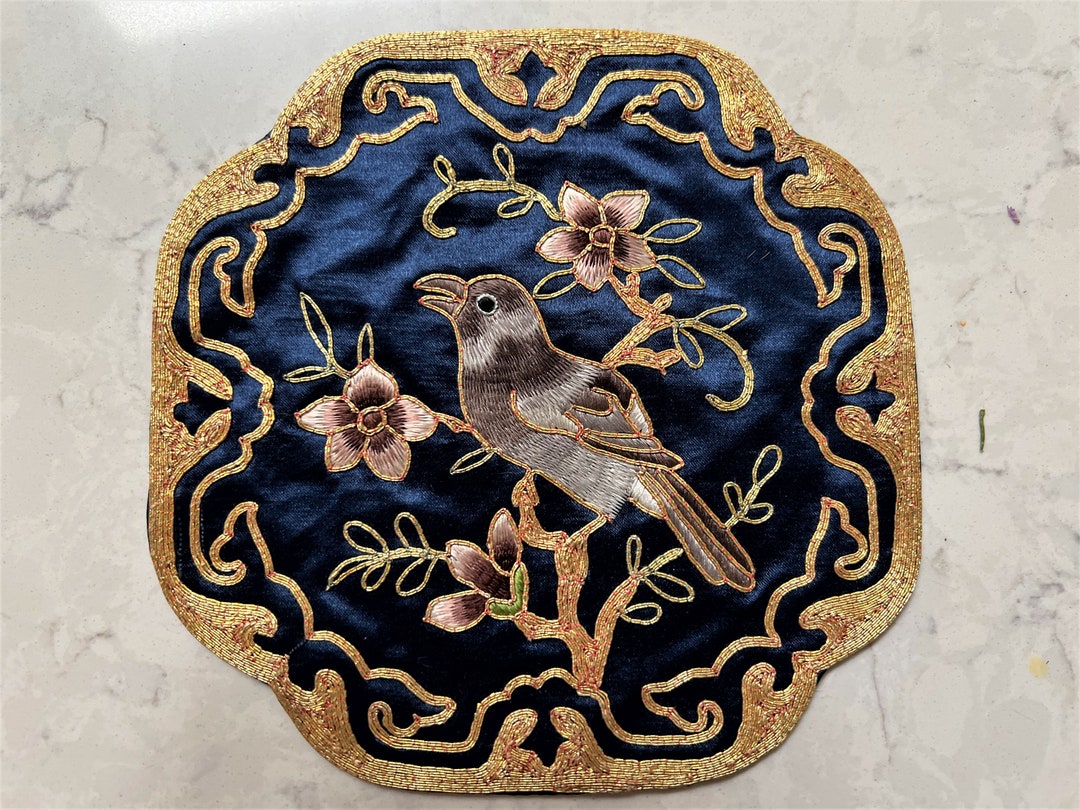 Vintage Chinese Gold Thread Embroidery Etsy