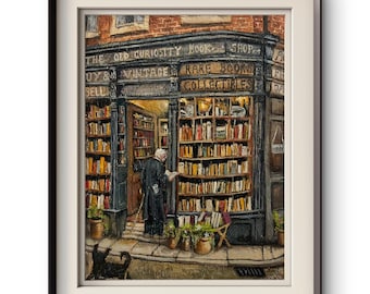 Vintage Bookshop Fine Art Print | British Bookstore Wall Art | Literary Decor for Book Lovers