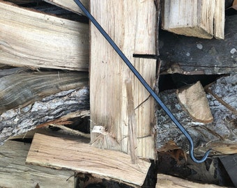 Hand Forged Iron Fire Poker: Blacksmith Made, Beeswax Finish