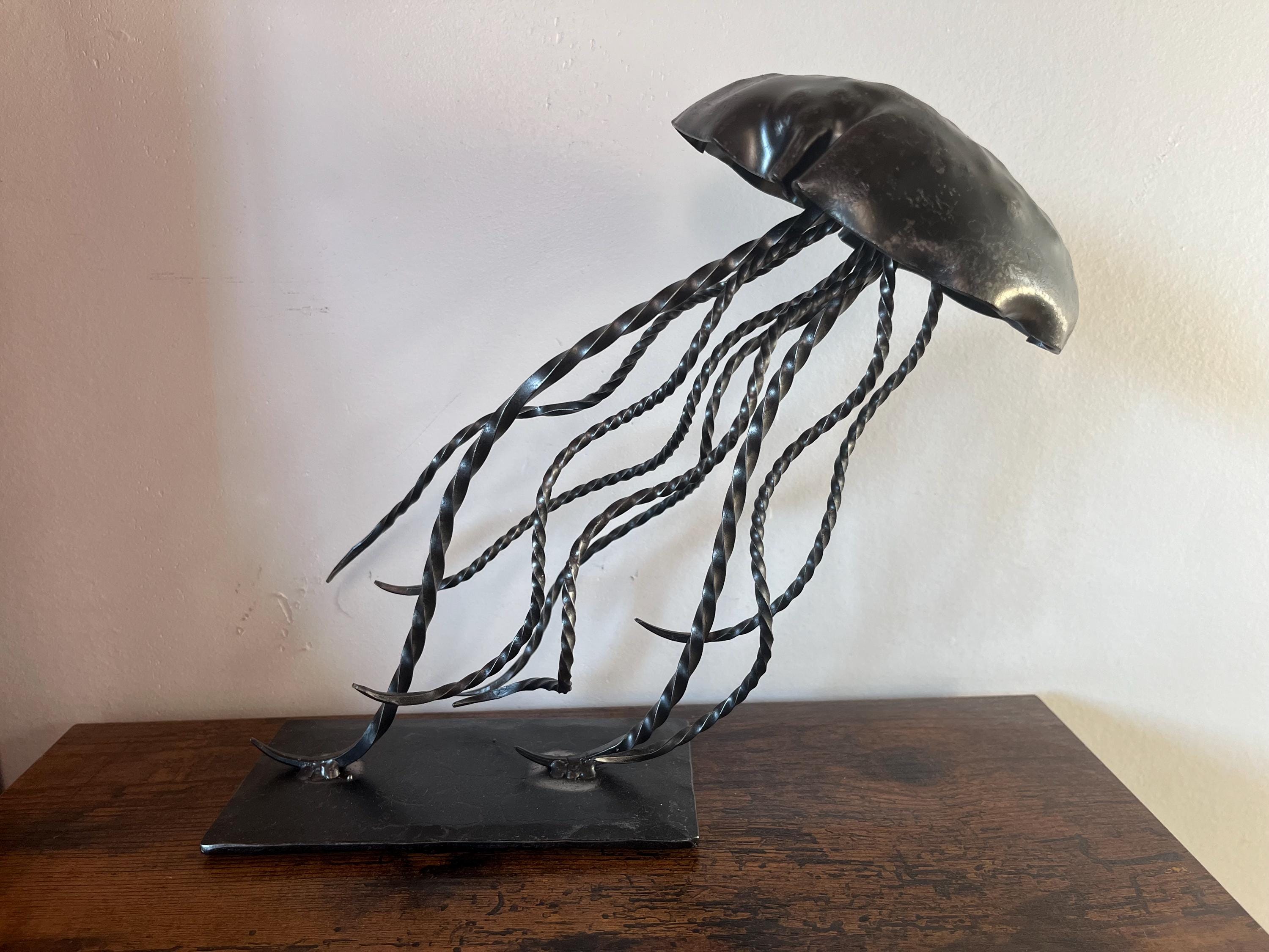 Forged Steel Jellyfish Sculpture: Blacksmith Ocean Desk Art - Etsy