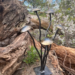 Magic Mushroom Sculpture, Weird Sculpture, goblincore, whimsical, Mushroom, Mushroom Statue, Metal Mushroom, Metal Sculpture, Mushroom decor