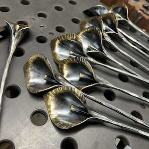 Hand Forged Steel Calla Lily: Rustic Iron Flower Sculpture