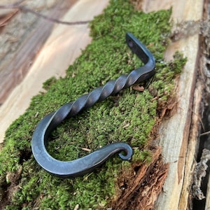 Wrought Iron Wall Decor,Hand Forged,Kitchen Storage,Metal hook,Coffee Cup Hook,Steel Hook,Cabinet hook,Rustic,Mantle Hook,under cabinet hook