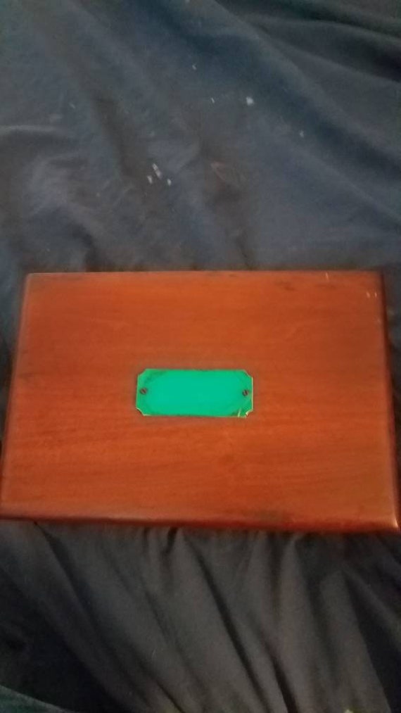 Vintage Red Wood 2 Tier Jewelry Box With Engravabl