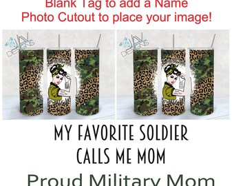 Camo Rosie Military Mom Army Navy Air Force Marines Proud Mom | 300 DPI Resolution | Military Tumbler Wrap | Digital Download