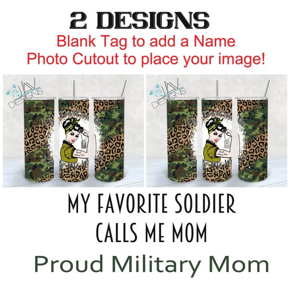 Camo Rosie Military Mom Army Navy Air Force Marines Proud Mom | 300 DPI Resolution | Military Tumbler Wrap | Digital Download