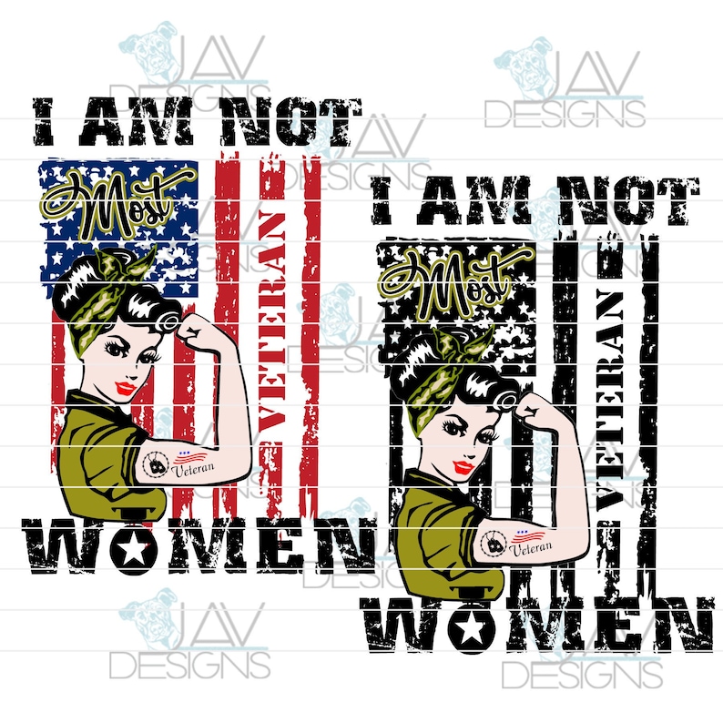 Jag är inte de flesta kvinnor Militärveteranflagga ©JAV Designs - 2 för 1-pris - för sublimering och vattenrutschbanor - PNG- och JPG-fil ingår bild 1