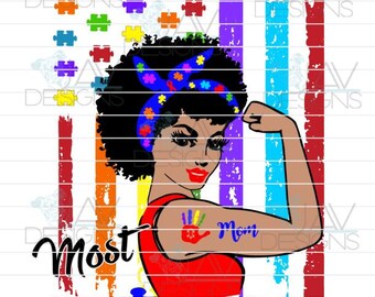 I Am Not Most Women Afro Ethnic Autism Flag ©JAV Designs for Sublimation and Waterslides Graphic - PNG & JPG file included