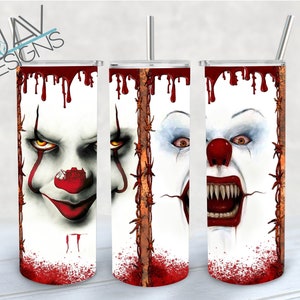 IT Pennywise 2 Face Clown Wrap | 20oz Skinny Seamless Full Tumbler Wrap | Digital Download | 300 DPI | Sublimation | Waterslide | PNG |