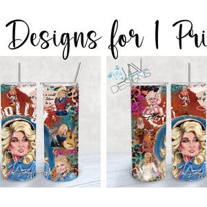 Dolly Parton |  SEAMLESS |  DOLLY PNG |  Tribute Cup | for 20 ounce Skinny Tumbler | 2 Designs | Sublimation Tumbler Wrap | Country Music