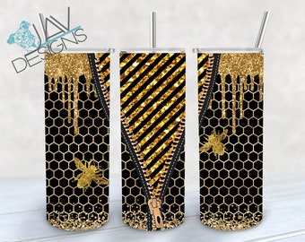 Honeycomb Glitter Drip | 20oz Skinny Full Wrap | Digital Download | 300 DPI | Sublimation | Waterslide | PNG | 2 Bonus Warp Curves