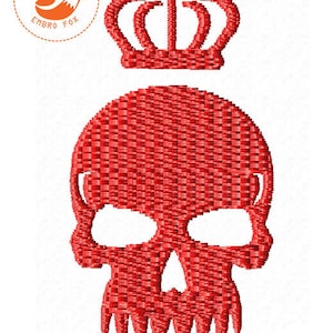 Skull with Crown Embroidery Design (Comes in 2 Sizes)