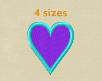 Diseño de bordado del corazón - viene con 4 tamaños (archivo descargable)