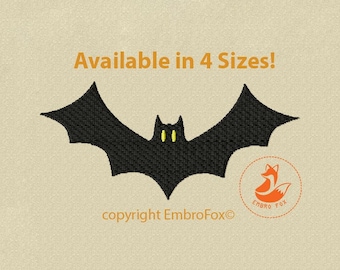 Diseño de bordado de murciélago de Halloween: viene en 4 tamaños (archivo descargable)