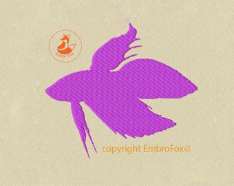 Betta Fish Silhouette Embroidery Design -archivo de bordado descargable-
