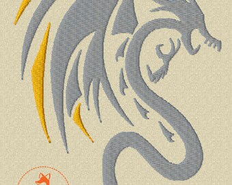 Diseño de bordado de dragón tribal - descargable - aro 5X7