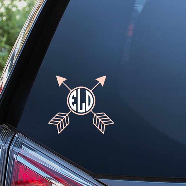 Arrows Crossed Monogram Sticker For Car Window, Bumper, or Laptop. Free Shipping!