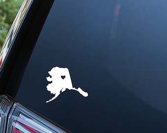 Alaska Heart State Sticker For Car Window, Bumper, or Laptop. Free Shipping!