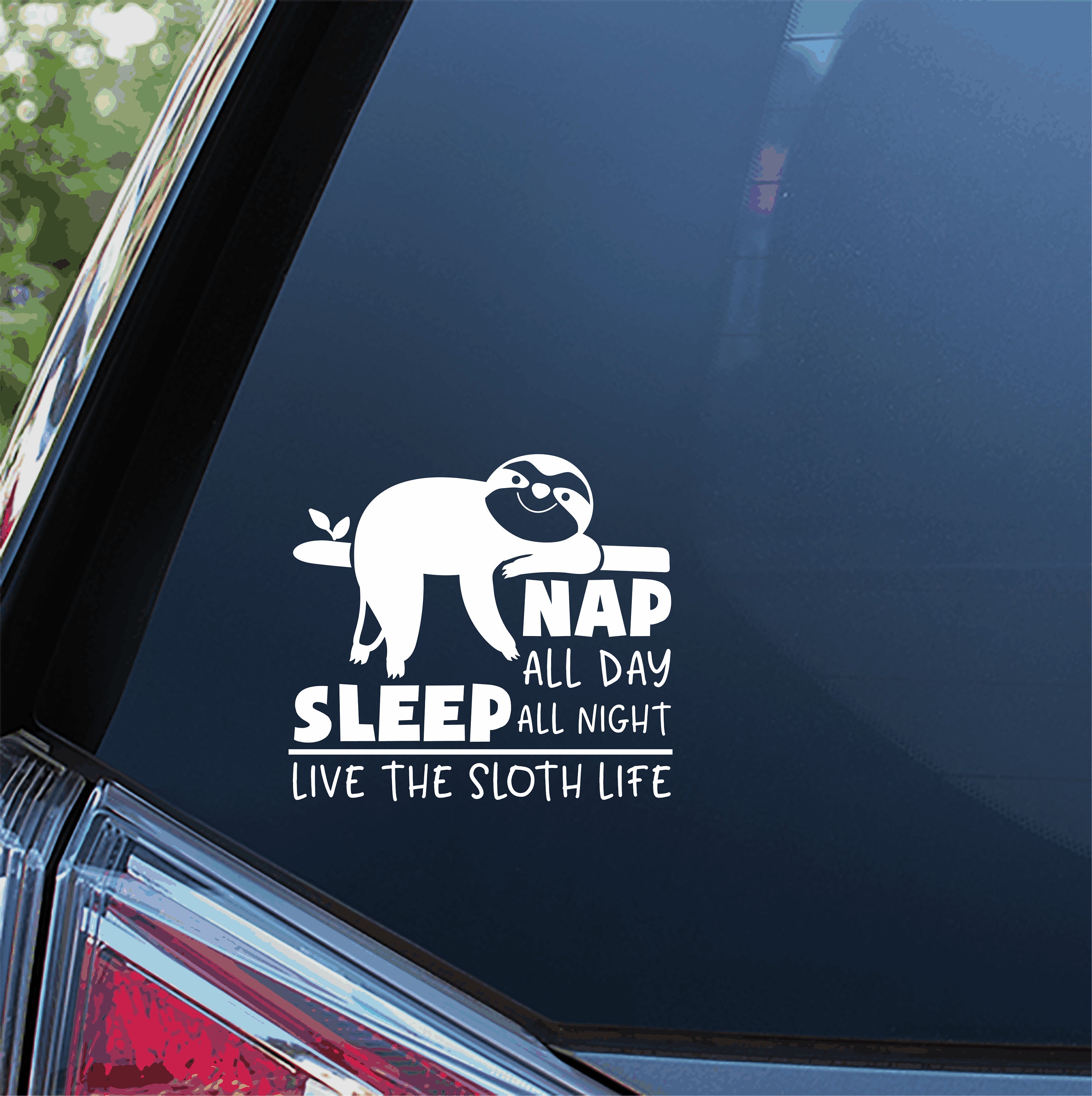 Awesome Funny Cute Slow Car Window Laptop Sticker Vinyl Decal. SLOTH LIFE.