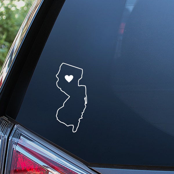 New Jersey Heart Love Sticker For Car Window, Bumper, or Laptop. Free Shipping!