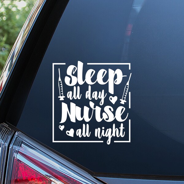 Nurse Night Shift Sticker For Car Window, Bumper, or Laptop. Free Shipping!