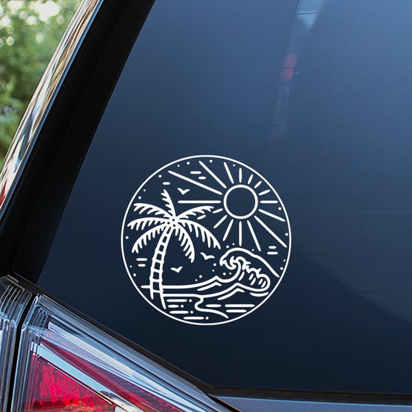 Beach Circle Sticker For Car Window, Bumper, or Laptop. Free Shipping!