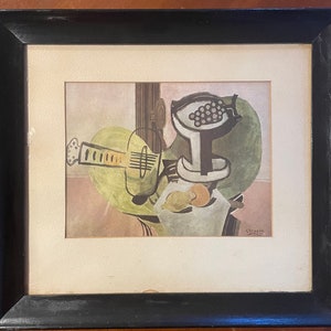 Framed Georges Braque 1940 Lithograph, “La Guitare Compotier”