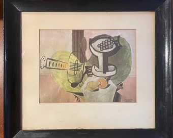 Framed Limited Edition Georges Braque 1940 Lithograph, “La Guitare Compotier”