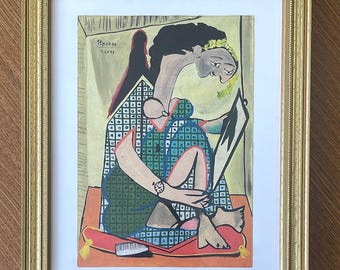 1968年 パブロ・ピカソ サイン入りカラーリトグラフ「驚きの顔