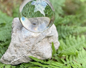 3 Inch Crystal Gazing Ball with Mendocino River Rock Stand