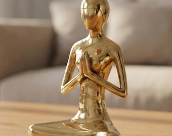 Messing yogastandbeeld 6,7 inch, meditatiekamerdecor, tafelbladaccent, vakantiecadeau