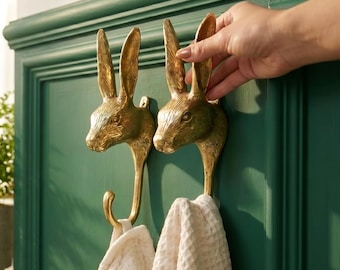 Rabbit Brass Wall Hook, Kids Room Decor, 7.4 inch, Summer Gift