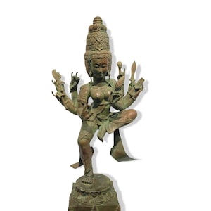 Sarasvati Bronze Statue 24.4&quot;, Saraswati Figurine, Hindu Goddess of Knowledge, Music, Art, Wisdom & Education, Home Decor, Summer Gift