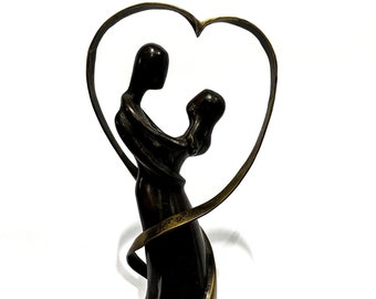 Abstract Bronze statue of a loving couple 13.4", Abstract Couple Figurine, Gifts for him, gifts for her, Christmas Gift, Home Decor