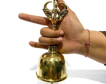Vajra Bell Brass for Sound Healing Yoga Meditation, Halloween Gift, Handmade Tibetan Buddhist Bell Vajra Boho Bohemian, Home Decor