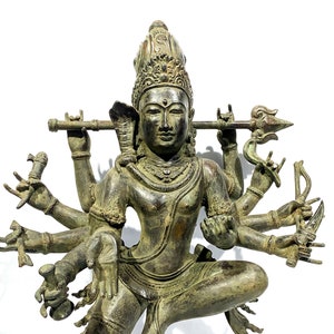 Shiva Nataraja Statue 24.4 Inch, Bronze Dancing Shiva Trident Statue, Ten Armed Shiva Hindu Lord Shiva Art, Idol Home Decor, Summer Gift