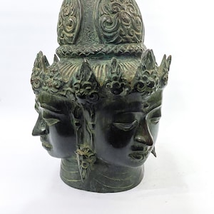Lord Brahma Face Statue 14.6 Inch, Summer Gift, Home Decor, Live Size Brahma Four Head Sculpture, Hindu God Sculpture, Holiday Gift