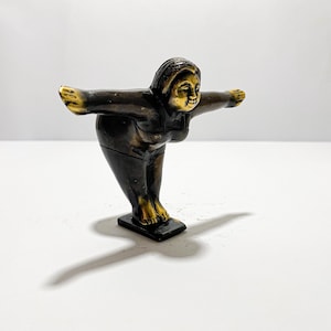 Modernist bronze yoga voluptuous woman sculpture, Halloween Gift, Body positivity figurine, Woman Statue, Gifts for her, Home Decor