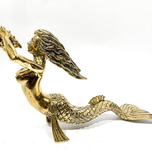 Unique mermaid Figurine 13", Summer Gift, Beautiful Mermaid Brass Statue, Summer Decor, Home Decor, Desk Decor, Sea Goddes Sculpture