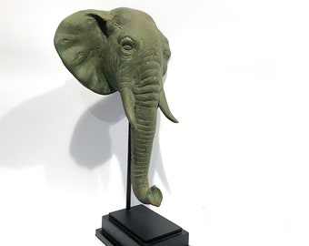 Bronze Elephant statue, Valentine Gift, head elephant sculpture,Gifts for him, gifts for her, Holiday Decor, Gift For Mom, Mothers Day Gift